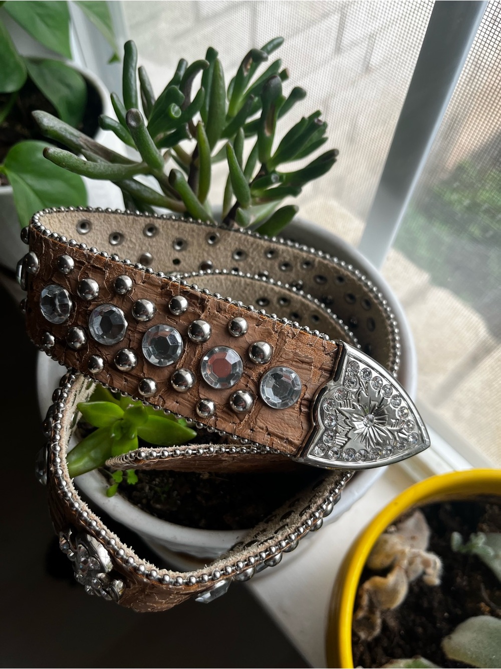 Genuine leather Embellished Tan Belt, costal girl
Western cowgirl perfect